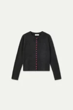 Σκούρο γκρι ζακέτα με ροζ κουμπιά COMPANIA FANTASTICA FW26-27 - Image 6