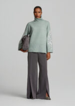 Sweater with applique embroidery on the sleeves LYNNE FW26-27 - Image 4