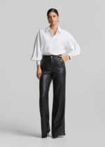 Bell-bottom pants in leather look LYNNE FW26-27 - Image 6