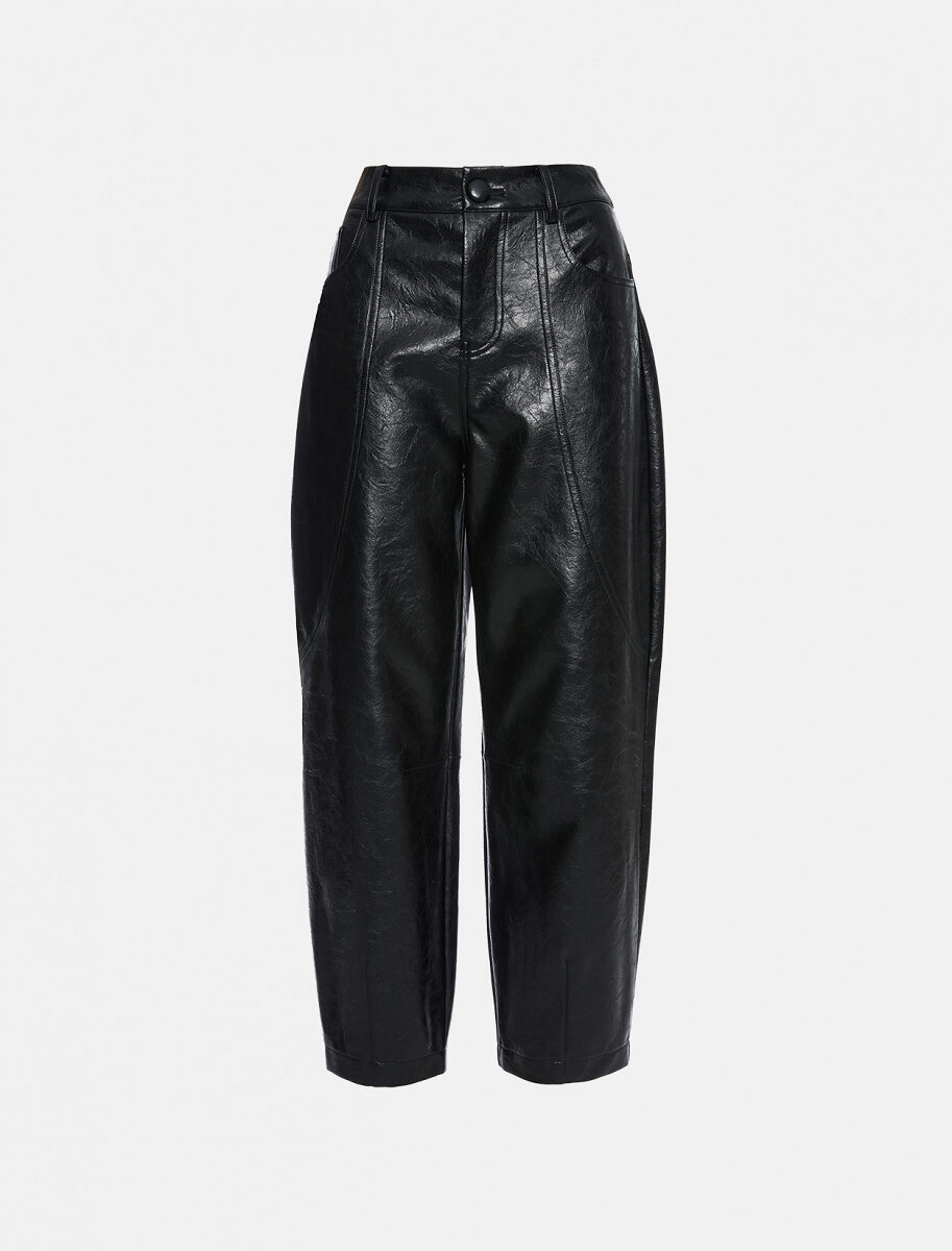 High-waisted barell pants in leather look LYNNE FW26-27