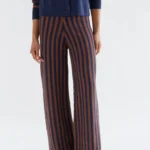 Knit trousers with navy blue and brown stripe print COMPANIA FANTASTICA FW26-27