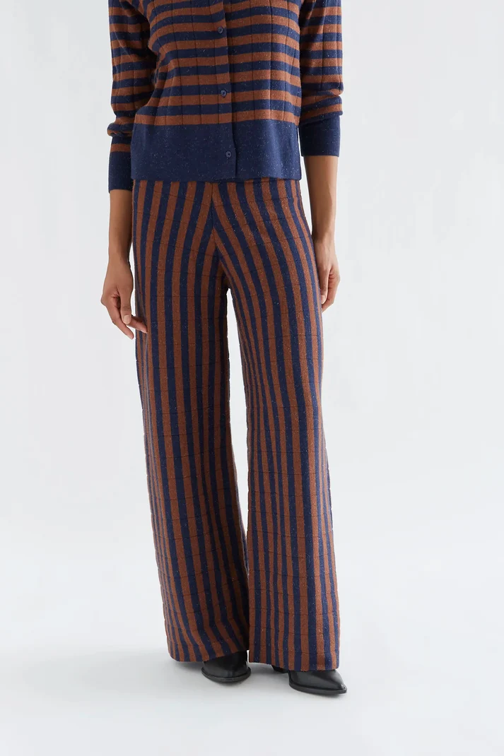 Knit trousers with navy blue and brown stripe print COMPANIA FANTASTICA FW26-27
