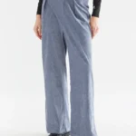 Light blue velvet trousers with jewel button COMPANIA FANTASTICA FW26-27