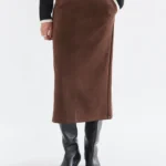 Brown suede midi skirt COMPANIA FANTASTICA FW26-27
