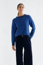 Πλεκτό πουλόβερ σε ριγέ σκούρο μπλε COMPANIA FANTASTICA FW26-27