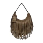 Arizona suede shoulder bag with taupe fringes LE PANDORINE FW26-27