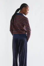 Navy and brown striped knit cardigan COMPANIA FANTASTICA FW26-27 - Image 6