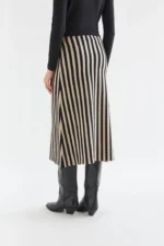 Μαύρη και μπεζ ριγέ μίντι φούστα COMPANIA FANTASTICA FW26-27 - Image 6