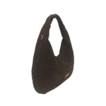 Μεγάλο πλεγμένο hobo Panama σε σκούρο καφέ χρώμα LE PANDORINE FW26-27 - Image 3