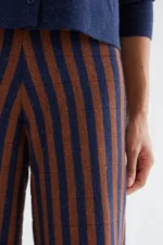 Knit trousers with navy blue and brown stripe print COMPANIA FANTASTICA FW26-27 - Image 5