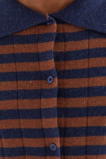 Navy and brown striped knit cardigan COMPANIA FANTASTICA FW26-27 - Image 5