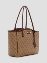 Καφέ τσάντα tote με λογότυπο Lindsey GUESS FW26-27 - Image 5