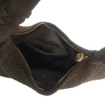 Μεγάλο πλεγμένο hobo Panama σε σκούρο καφέ χρώμα LE PANDORINE FW26-27 - Image 2