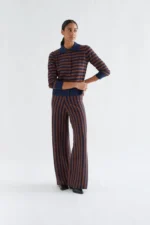 Knit trousers with navy blue and brown stripe print COMPANIA FANTASTICA FW26-27 - Image 4