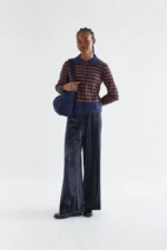 Navy and brown striped knit cardigan COMPANIA FANTASTICA FW26-27 - Image 4