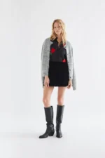100% black cotton shirt with embroidered heart COMPANIA FANTASTICA FW26-27 - Image 4