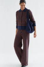 Knit trousers with navy blue and brown stripe print COMPANIA FANTASTICA FW26-27 - Image 3
