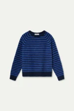 Πλεκτό πουλόβερ σε ριγέ σκούρο μπλε COMPANIA FANTASTICA FW26-27 - Image 2