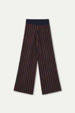 Knit trousers with navy blue and brown stripe print COMPANIA FANTASTICA FW26-27 - Image 2